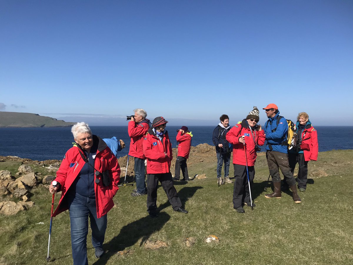 Delighted to welcome @OneOceanExp with their ship RCGS Resolute and their 146 passengers from various countries ashore to Unst. We had 7 of the SN team guiding various excursions from #Hermaness, Keen of Hamar, Gin tasting, #beachclean  - some guests even swam in the sea!