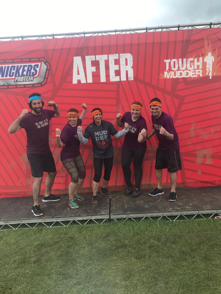mcginn_mrs's tweet photo. Spent the weekend in the mud @ToughMudder with a great bunch of people. We faced lots of challenges but pulled together as a team and had a great laugh. The icing on the cake is raising £700 for @SAMHtweets 🖤🧡🖤 @glebeps @CharleneCochr20 @MissBoyd2018 #mrelliott #mrsimpson https://t.co/P4iSQUQNdQ