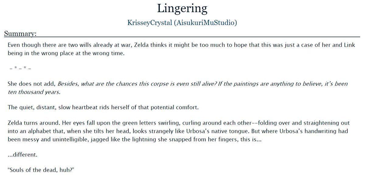 Krisseycrystal On Twitter Lingering Loz Botw 2 4k Words