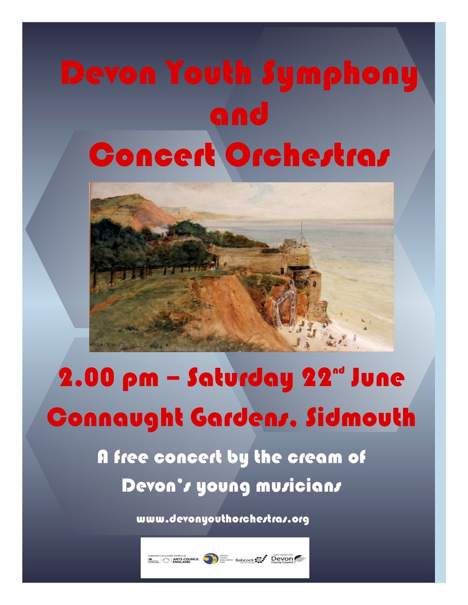 Don't miss our final (FREE) concert of the season. Great music for all tastes from some of Devon's most talented young musicians in the beautiful setting of Sidmouth's Connaught Gardens at 2pm on Saturday 22nd June.