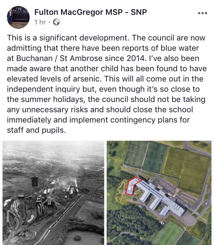 LBCNewsScot's tweet photo. BREAKING: Local councillors and MSP Fulton MacGregor are calling for St Ambrose and Buchanan High Schools in Coatbridge to be closed immediately.

It’s after reports another pupil was found with high levels of arsenic in their system.

@StambroseI | #HeartNews https://t.co/qrwHzfdomO