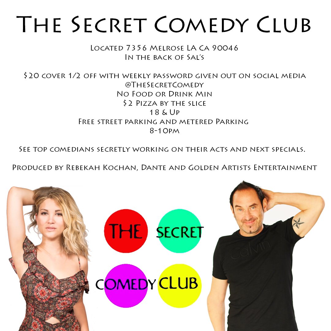 thestevechang's tweet photo. The Secret Comedy Club is Monday at @SalsComedyHole with top comics from @GoldenArtistsLA @thesecretcomedy. https://t.co/5hg3QvrWWg https://t.co/0FrRuAkfrD