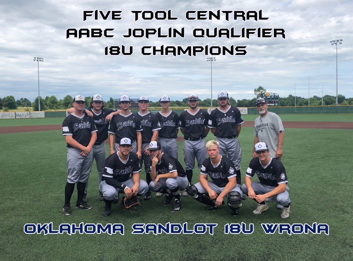 FiveToolCentral's tweet photo. 🏆Congrats to the @FiveToolCentral AABC Joplin Qualifier 18U Champions, Oklahoma Sandlot 18U Wrona!🏆 https://t.co/AZ9nluG1n5