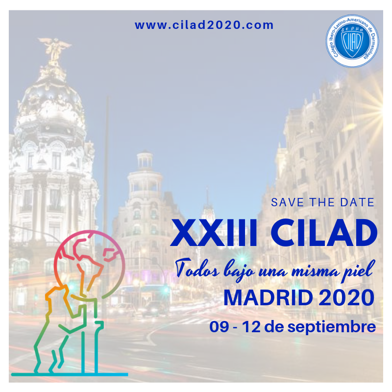 ✅Ya están abiertas las inscripciones para el XXIII CILAD Madrid 2020 ! 👏 
📆Del 9 al 12 de septiembre 
📍En el Palacio Municipal de Congresos de Madrid
💸Descuento por inscripción temprana hasta agosto 2019 ingresando en: buff.ly/2If5YdC 
#CILAD #Dermatologia #CILAD2020