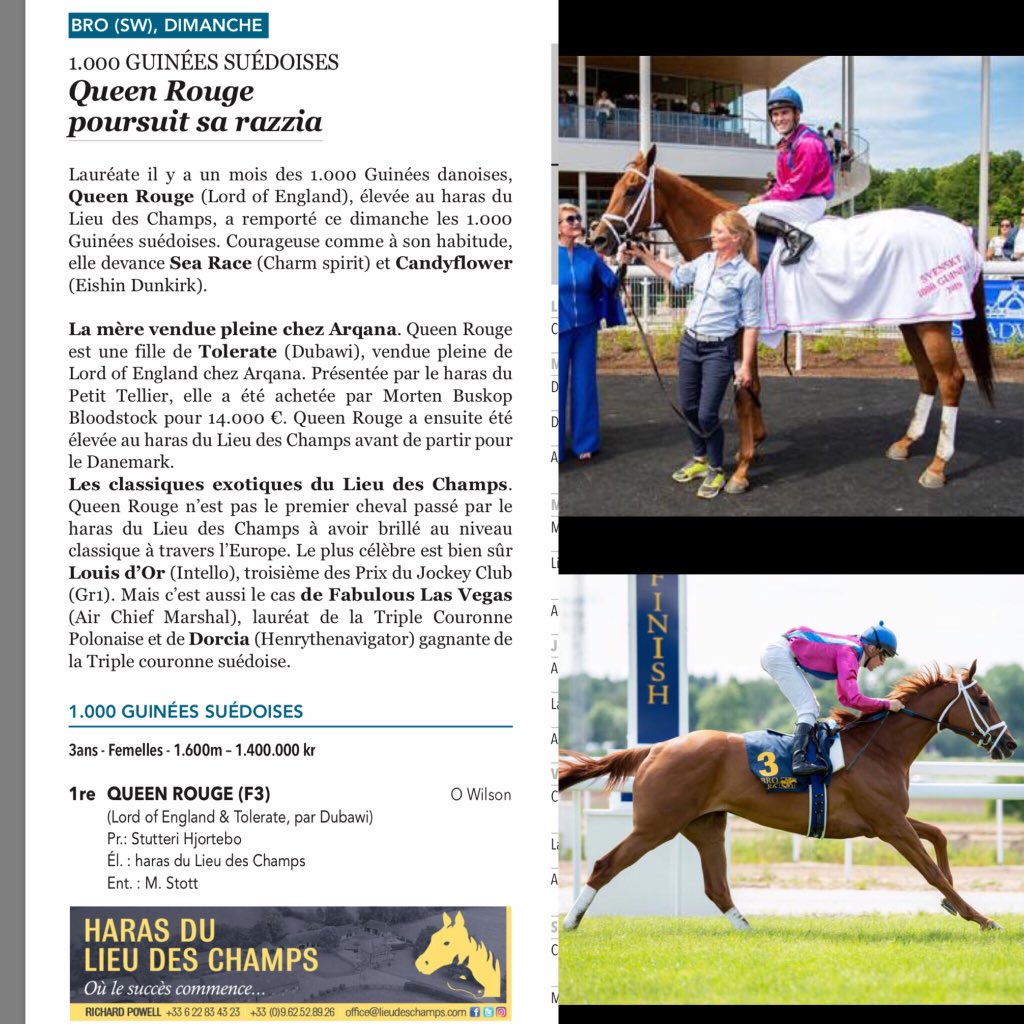 HarasLDC's tweet image. Classic 🏆 x2
🇸🇪1000 Guineas for #QueenRouge,

Congratulations to connection 👏🏽

@bropark
@marcstottracing @mbbloodstock @hjortebostud @Ibenhb @scandiracing