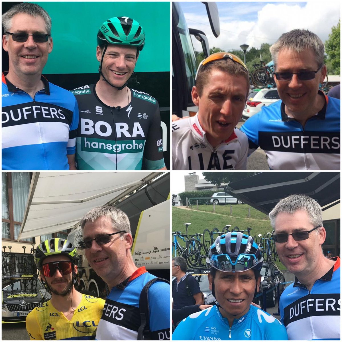 dufferscc's tweet photo. Ciaran gets to meet the big guns at the Critérium du Dauphiné in the Alps including Dan Martin, Sam Bennett, Nairo Quintana and Adam Yates. https://t.co/b4UzhTV1VV