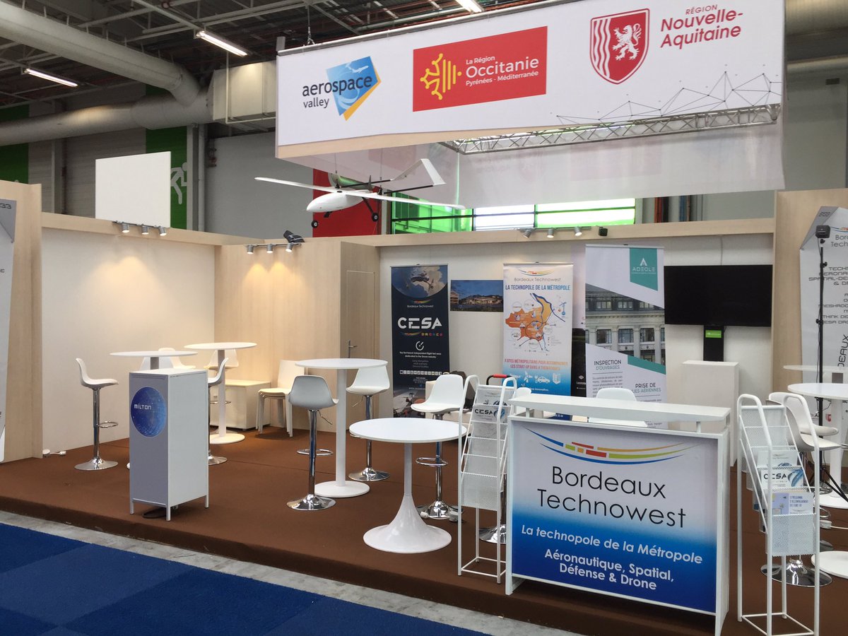 Nous sommes prêts ! 👍🏻que vous veniez en 🚉🛩ou en 🛸<a href="/Bdx_Technowest/">Bordeaux Technowest</a> et ses entreprises @MiltonInnovati1 <a href="/delfox_net/">delfox</a> <a href="/ThinkDeepAI/">ThinkDeep AI</a> <a href="/Adeole_Securite/">Adeole Sécurité</a> @MeshroomVR et <a href="/CesaDrones/">Cesa Drones</a> vous attendent Hall4-stand B133  #AI #drones #UAV #AI #RV #VR <a href="/AerospaceValley/">Aerospace Valley - Inactif</a> <a href="/NvelleAquitaine/">Nouvelle-Aquitaine</a> <a href="/BxMetro/">Bordeaux Métropole</a>