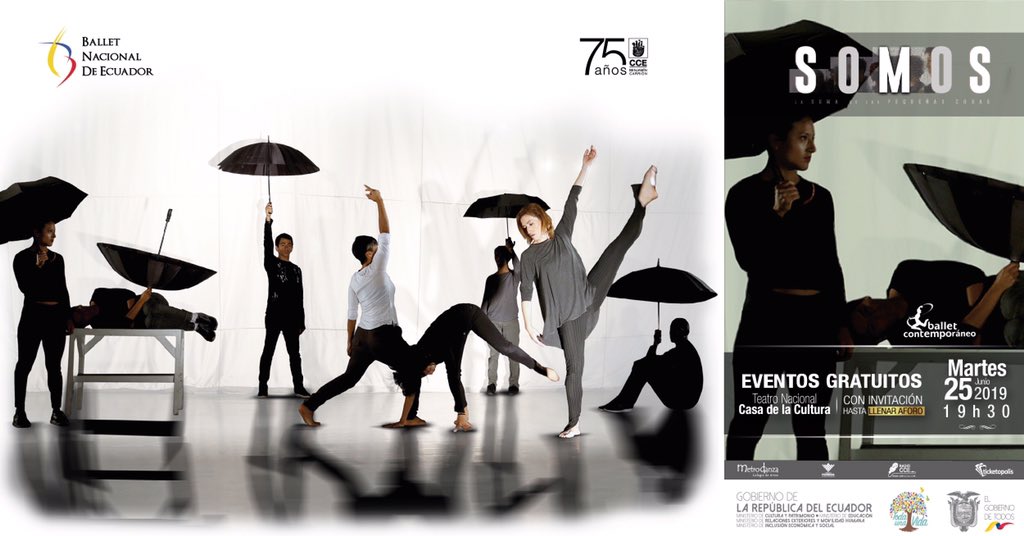 balletNecuador's tweet photo. El Ballet Nacional de Ecuador presenta en el Teatro Nacional de la Casa de la Cultura Ecuatoriana, este martes 25 de junio a las 19:30 horas, el re-estreno de la obra “Somos, la suma de las pequeñas cosas”, del Ballet Contemporáneo.
Más información:  https://t.co/oOKop5BxPx https://t.co/8jKUpxjrIV