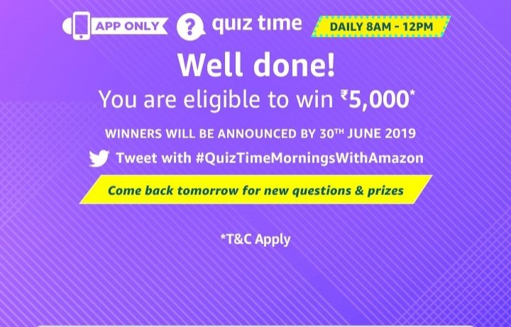 GAUTAMRRATHOD1's tweet photo. #QuizTimeMorningsWithAmazon https://t.co/NXfxBHUTou
