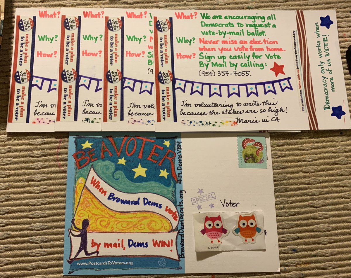 resistknitter's tweet photo. Three more batches of 5  #PostcardsToVoters each for Broward County Dems #FLDemsVBM. @DemocratWit : Any recent stats for this campaign? ✍🏻📬🗳✅🌊 https://t.co/KJVFfvfwLc