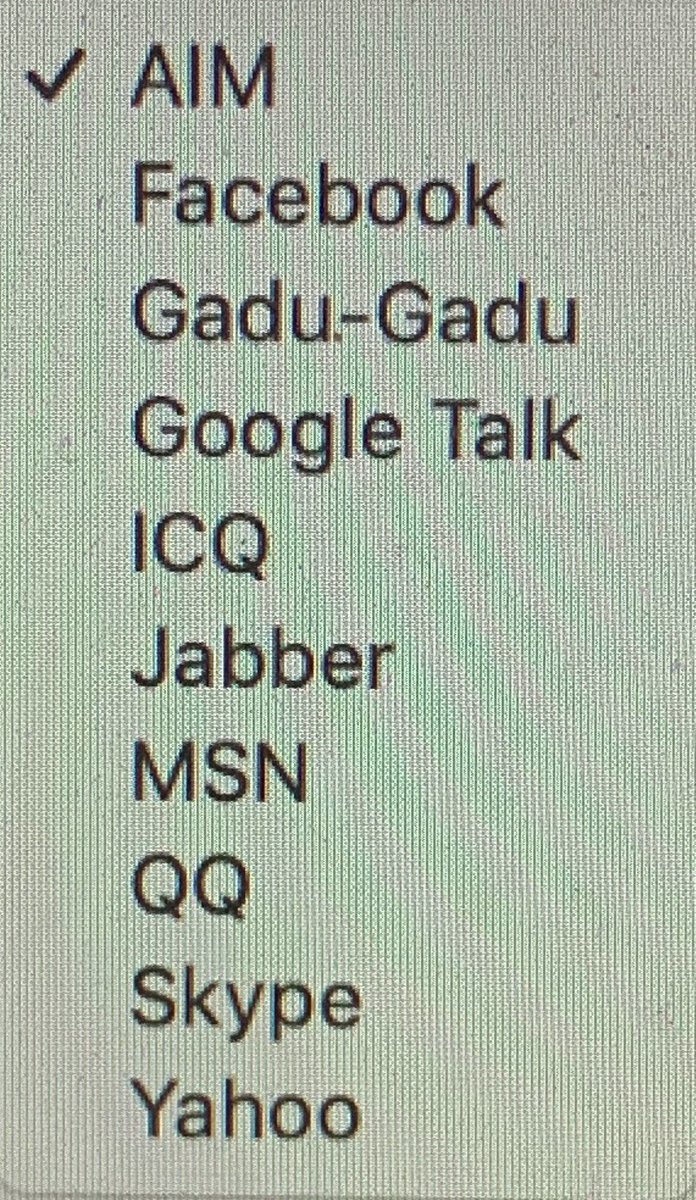 thetroseshow's tweet image. @AppleSupport can I suggest an update to contacts options w all iOS? Can we get @instagram @facebook @Twitter @Snapchat @Twitch @Tumblr @Pinterest @YouTube @Patreon - This is 2019 not 2001. #GoogleTalk, #ICQ, #MySpace, #MSN, #Yahoo - All DEAD #TechSupport #techblogs