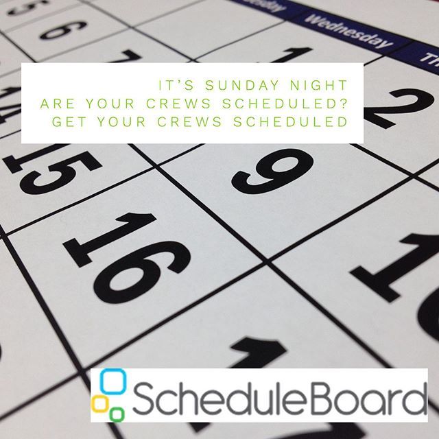 scheduleboardhq's tweet image. Start the week strong, have a plan, work your plan, get jobs done and be more productive and #profitable.  It all starts with scheduling your crews. 
Get your crews scheduled.  Give them the information they need. 
Get your company’s crews scheduled toda… bit.ly/2WNX0x4
