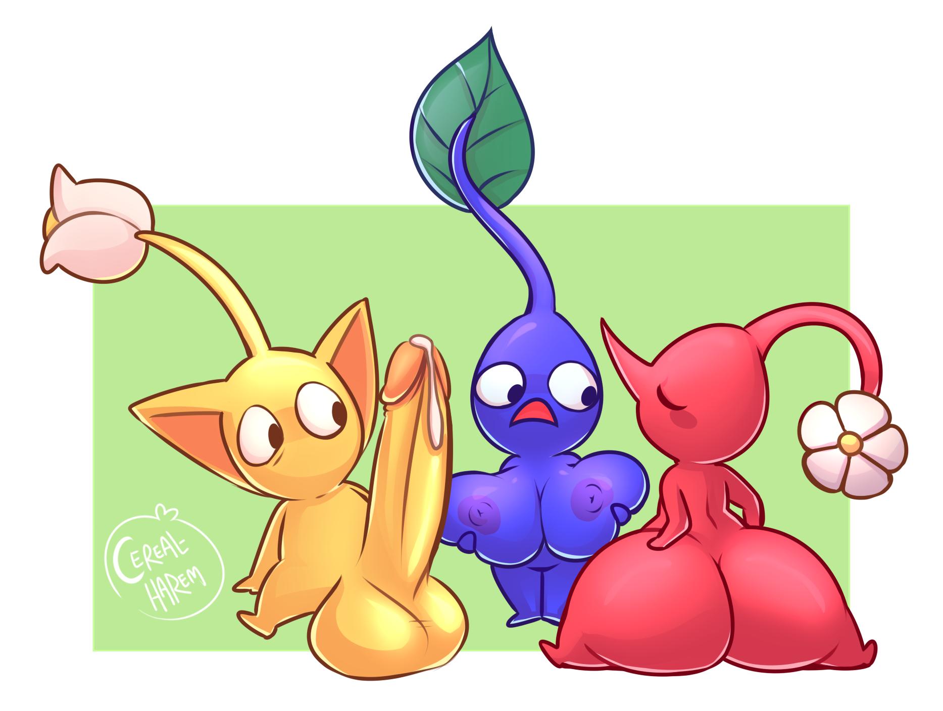 “Colored from last night's stream, the pikmin group 👌” .