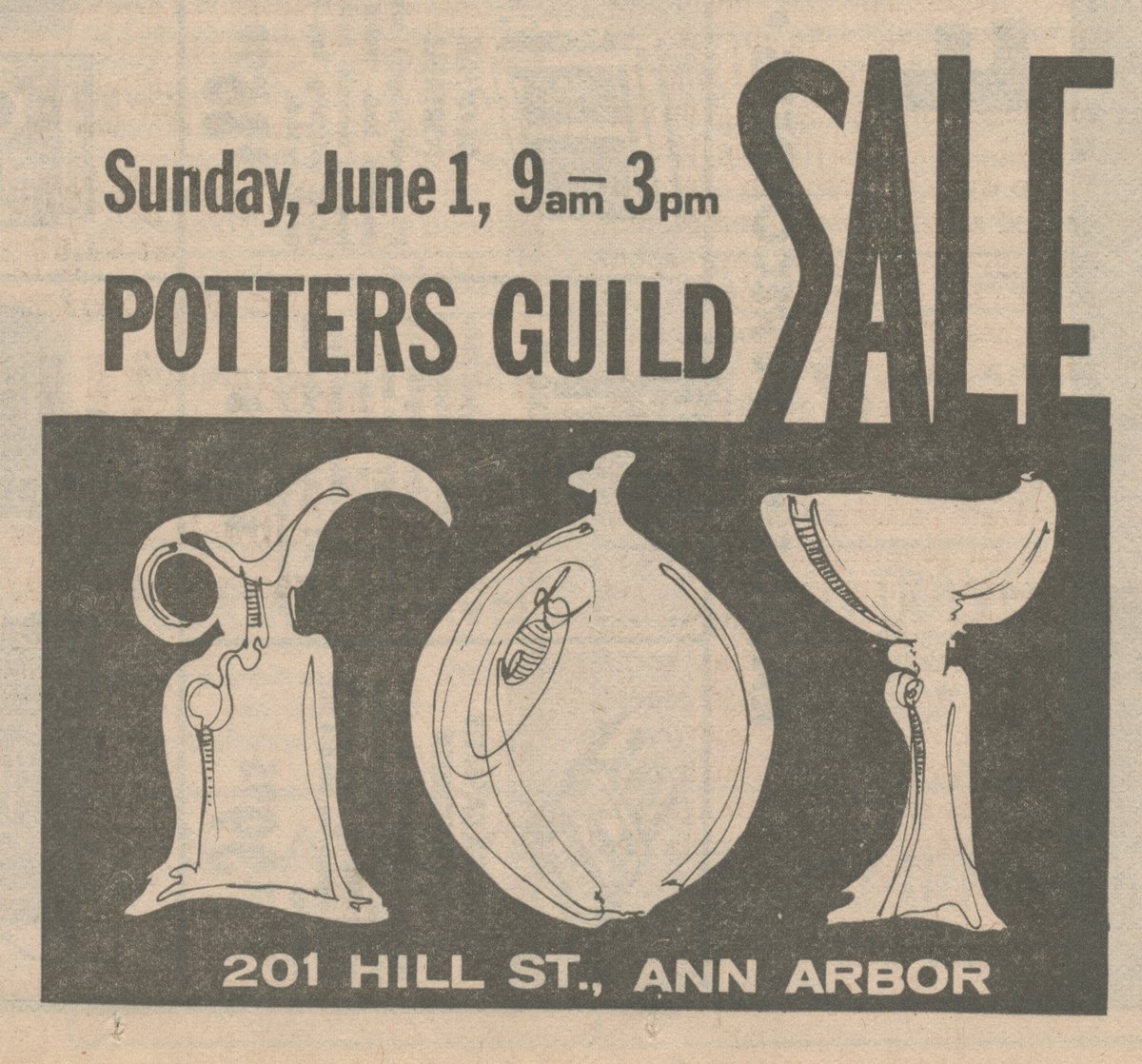 Some quality design on these vintage ads for the Potters Guild’s annual pottery sale (via  @aadlarchives)