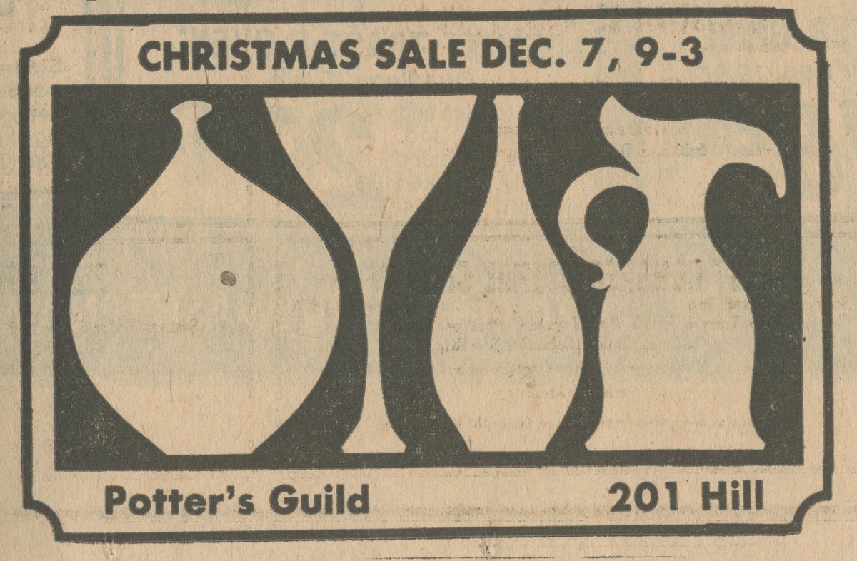 Some quality design on these vintage ads for the Potters Guild’s annual pottery sale (via  @aadlarchives)