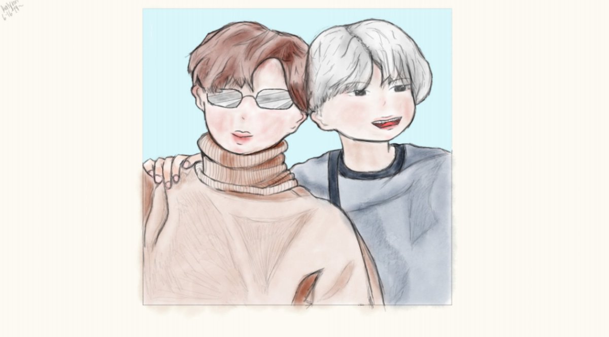So here's my  #YoonJin  #fanart for my little scrapbook series. I didn't feel like drawing the tape this time....but you get the idea ^^  @BTS_twt