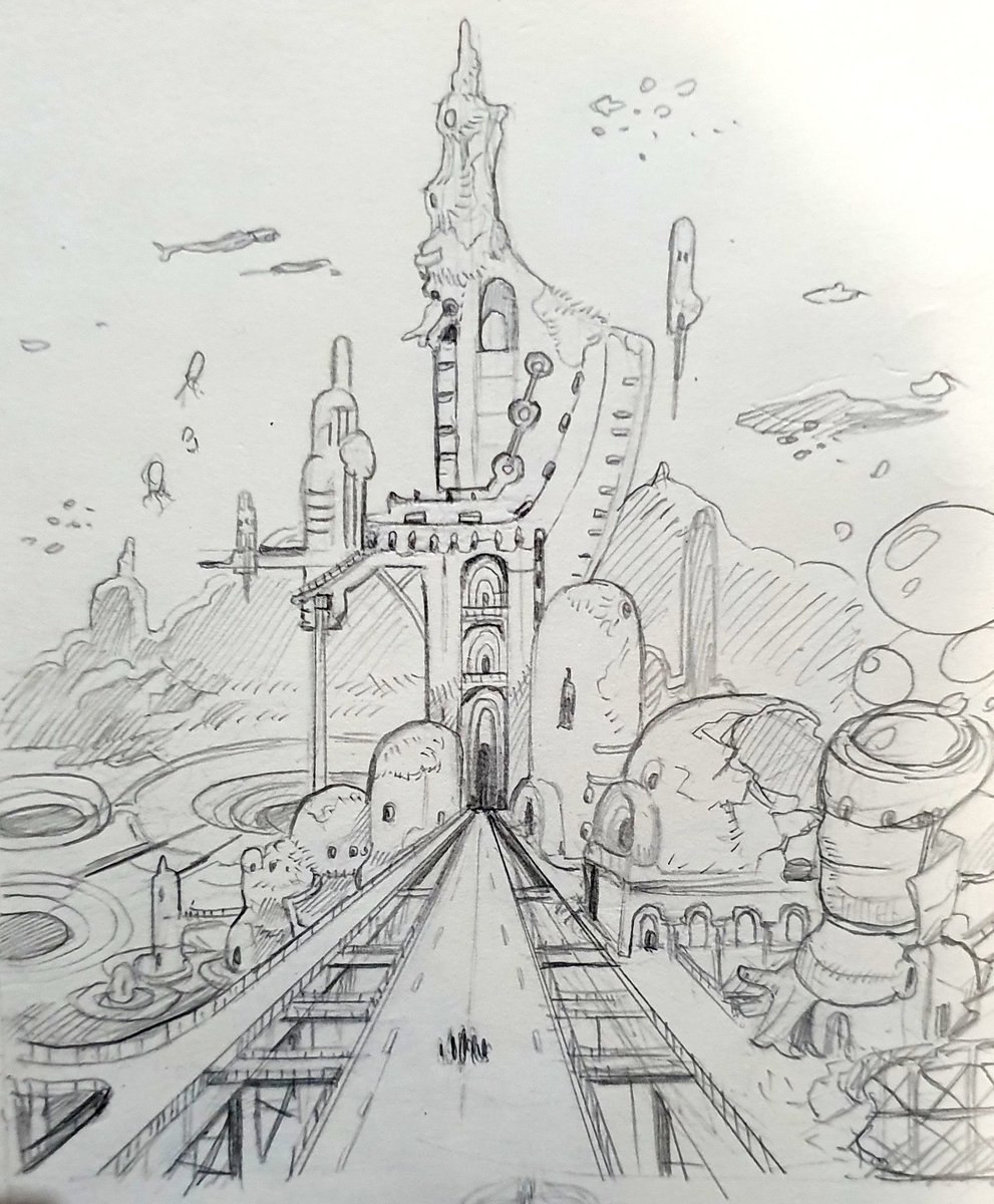 Sketching some background ideas for sleep walkers, hopefully I get better at it!