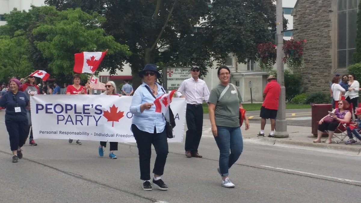 bavirtue's tweet photo. Wonderful marching in the #FiestaParade with banners, Durham Region Condidates &amp; Supporters. Lots of positive response from people lining the streets too! https://t.co/bvZTjnDqGC