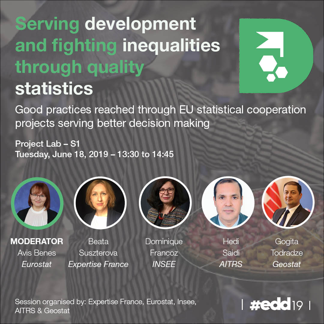 expertisefrance's tweet image. Tomorrow join us at #EDD19 at our #projectlab on #statistics &amp;amp; #inequalities with @InseeFr, @EU_Eurostat, @AITRS_ and @Geostat100 ! 🎙️ 

🗓️1.30 pm
📍 Tour &amp;amp; Taxis - S1 
🔎 More info ► bit.ly/2HwKVlr  

#data4dev #development #SDGdata #SDGs