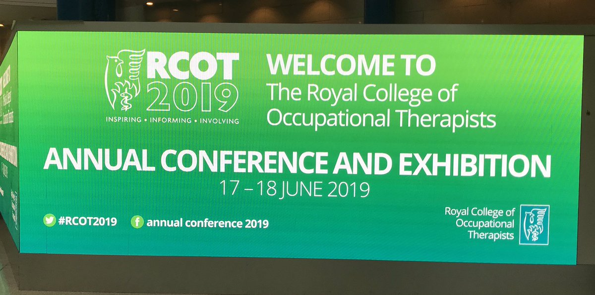 Looking forward to hearing about new innovative OT practice &amp; being inspired at the RCOT Conference in Birmingham #RCOT19