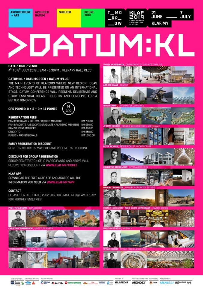GET 10% OFF FOR TEN REGISTRANTS to enter DATUM:KL. We are looking for the 10 or more participants to be grouped and flew together to attend the conference. Go to klaf.my for more info #klaf2019 #datumkl #architect #archinesia #conference #malaysia #indonesia