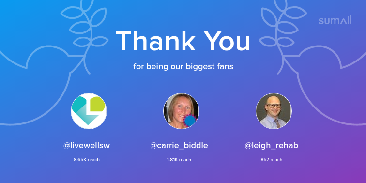NorthmoreSally's tweet photo. Our biggest fans this week: livewellsw, carrie_biddle, leigh_rehab. Thank you! via https://t.co/JovxNvC5co https://t.co/JSKZAbJRN6
