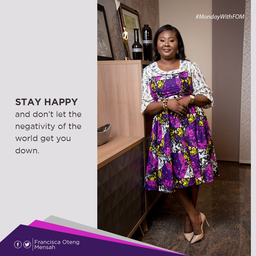 FranciscaOMensa's tweet photo. Stay happy and don’t let the negativity of the world get you down.
#MondayWithFOM https://t.co/uSTfNEYOBR