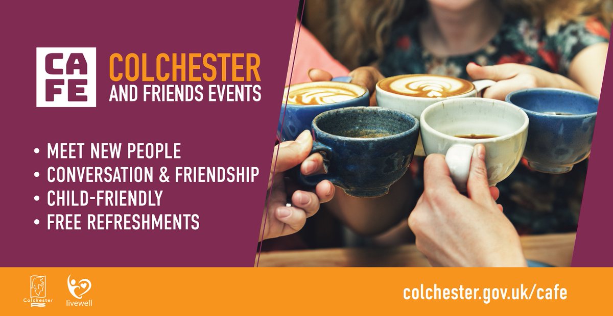 yourcolchester's tweet photo. It's #LonelinessAwarnessWeek & we want to let you know how we're #LonelinessBusting in #Colchester. Join the CAFE event at @Go4_Enterprises Cafe, Old Pavilion, Recreation Rd today, 10-12pm for a #free cup of tea/coffee & a friendly chat #EndLoneliness https://t.co/j9p5cvhRuA https://t.co/rGTtrQJXzD