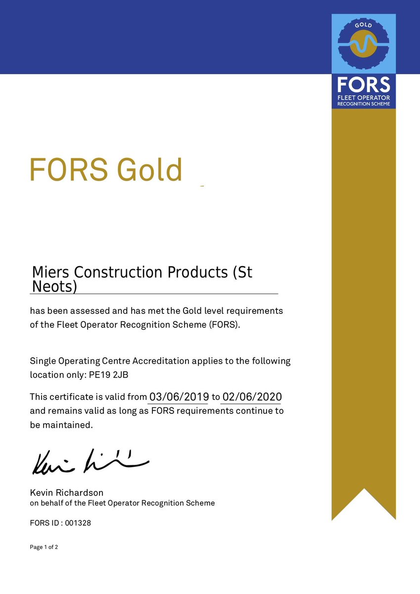 Miers_Sales's tweet photo. Miers Construction Products St Neots are proud to be able to say they have once again achieved #FORS Gold #accreditation, proving to our customers and are supply chain that we are committed to exceeding the industry standard.

Read more - https://t.co/QGAkqcn5pl

#construction https://t.co/gSLthwuxKL