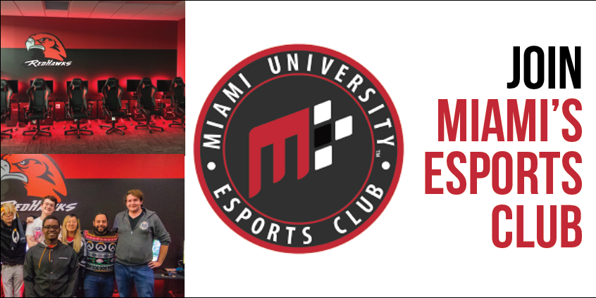 philllalexander's tweet photo. Are you a Miami student who loves to play video games? Join the E-Sports Club &amp; turn your hobby into a passion! https://t.co/ZiGgjgiLOK