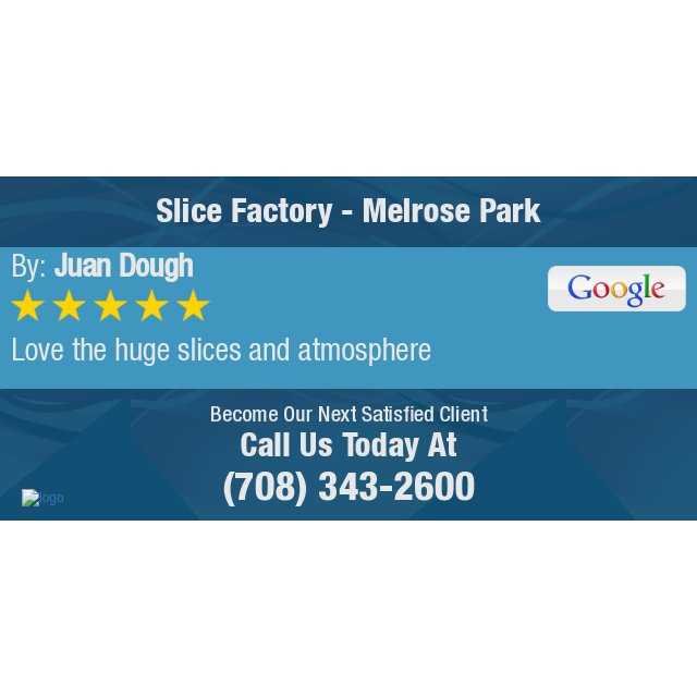 5 Star: juan d. "Love the huge slices and atmosphere" bit.ly/2XZcon0