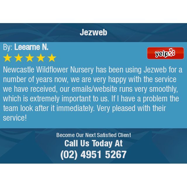 jezwebdesign's tweet image. 5 Star: Leearne N. &quot;Newcastle Wildflower Nursery has been using Jezweb for a number of years now, we are very...&quot; bit.ly/2Hfxutd