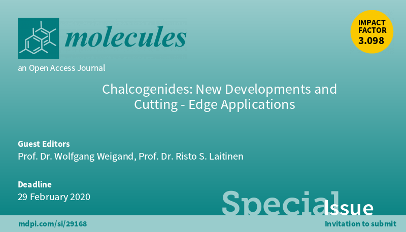 Molecules_MDPI's tweet image. 📢 New Special Issue Open for Submissions: Chalcogenides: New Developments and Cutting-Edge Applications
✏️ Guest edited by Prof. Dr. Wolfgang Weigand and Prof. Dr. Risto S. Laitinen
🔗 mdpi.com/si/29168
 📌 #Chalcogens #Syntheses #MolecularStructures #ElectronicStructures