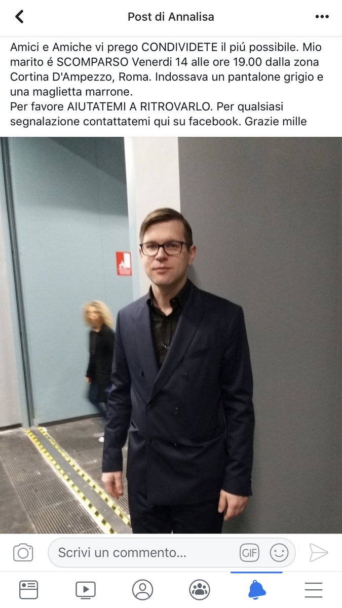 fefesdreamland's tweet image. PER TUTTE LE PERSONE DI ROMA E NON PER FAVORE RETWITTATELO, È IL MARITO DI MIA ZIA ED È SCOMPARSO VENERDI ANCORA NON SI HANNO NOTIZIE. VI PREGO NON VI COSTA NULLA RETWITTARE🙏🏻🙏🏻