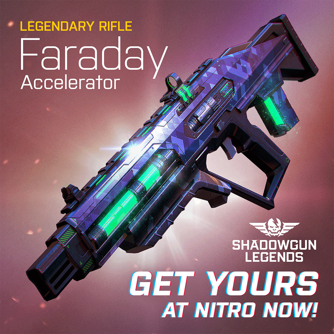 MADFINGERGames's tweet image. The Legendary Rifle Faraday Accelerator can be used in close quarters combat to deadly effect. Watch the bullets spread and Torment juices splatter as they hit their mark. Rank up, and get that loot!

#Shadowgun #BelieveInLegends #weMAD #ShadowgunLegends