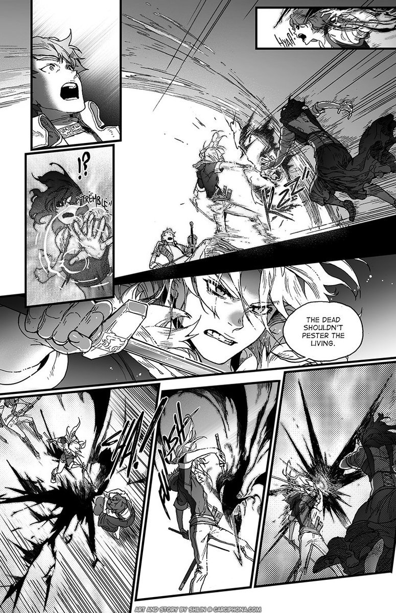 pages I'm happy with from books 5-6 of Carciphona

99% of my old pages makes me want to fall off the face of the earth, but not all of it is due to bad execution, more than anything I think I'm just always super embarrassed to enjoy what I enjoy 
