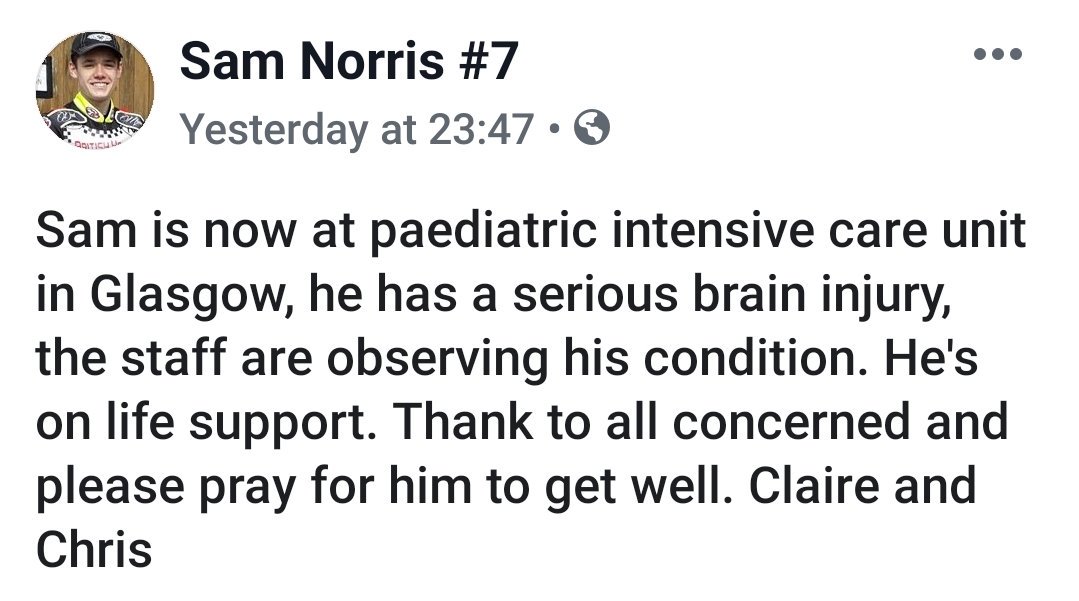 glasgowtigers's tweet photo. An update from Sam's family.
Please send your love and best wishes. https://t.co/l6qdup8fhF