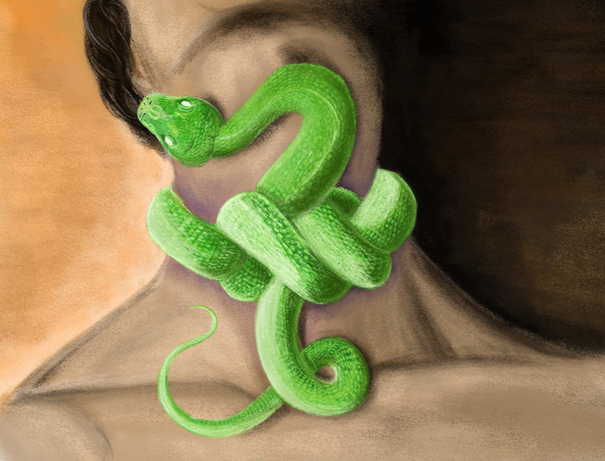 FrankGuva's tweet photo. Un sentimiento amarrado a tu cuello
#digitalart #digitaldrawing #digitalpainting #digitalskech #illustration #silence #snake #troath #green #knot #procreate #dibujodigital #ilustracion #artedigital #pinturadigital #serpiente #cuello #nudo #graganta #verde https://t.co/AIiT0eOBJ6