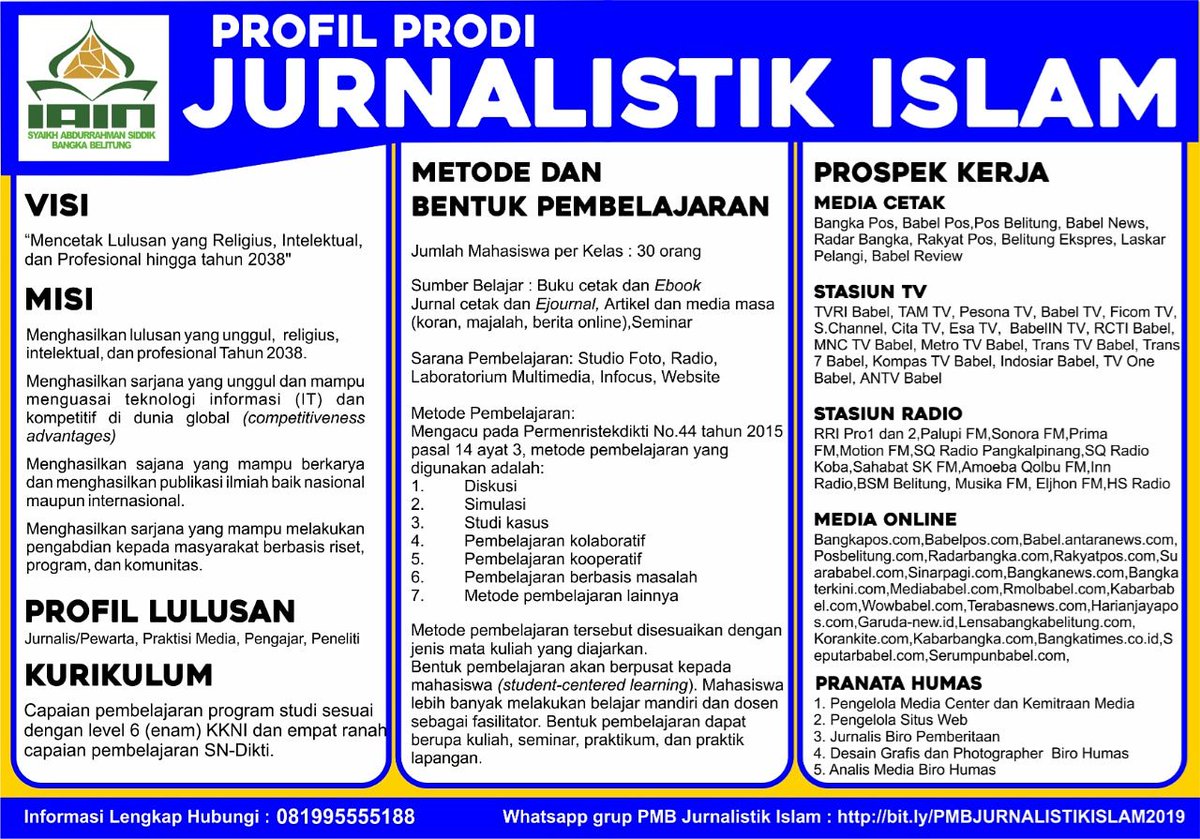 iainsasbabel's tweet image. Dua Program Studi Baru di IAIN Syaikh Abdurrahman Siddik Bangka Belitung, yang telah memenuhi akreditasi minimal BAN-PT.
#iainsasbabel #programstudi #jurnalistik #psikologi