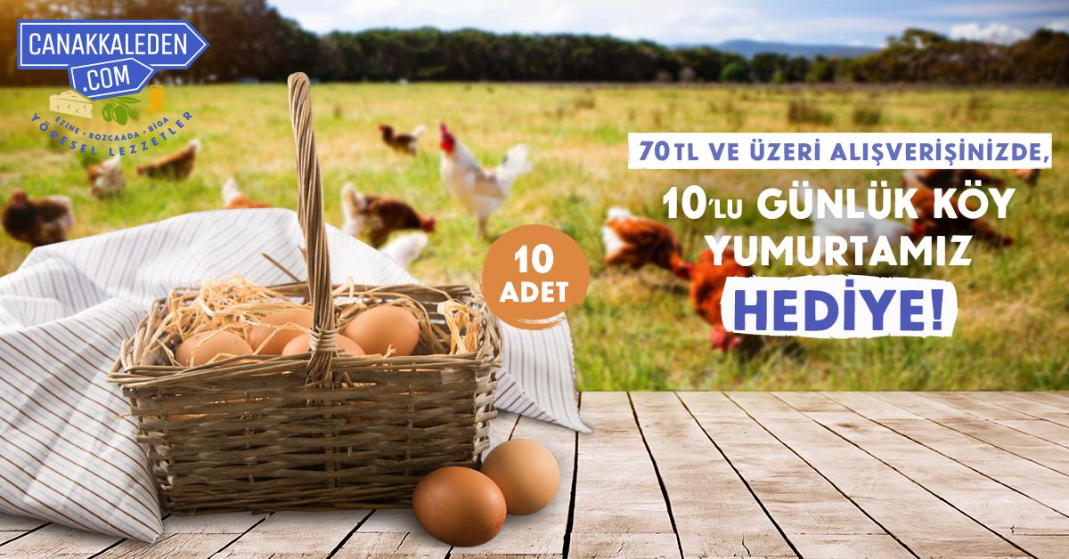 Bu Haftaya Özel, 70 TL ve Üzeri Siparişinize Çanakkale'nin Köylerinden ''Günlük Köy Yumurtası'' Hediye! 🥚
Köy yumurtalarımız Biga ve çevre köylerde, köy usulü beslenen tavukların yumurtalarıdır. Günlük toplanır ve siparişiniz ile size gönderilir.🐔