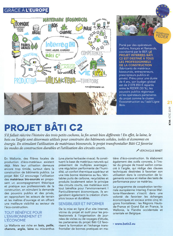 InterregFWVL's tweet photo. Ce mois de juin, le magazine Vivre la #Wallonie édité par @Wallonie_SPW met notre projet @Bati_C2 à l'honneur dans sa catégorie "Grâce à l'#Europe". @WallonieBE @EUinmyRegion 👉Lisez-moi (page 21) ➡️ https://t.co/0MKBZ2hXUA https://t.co/ZVBS0d8C49