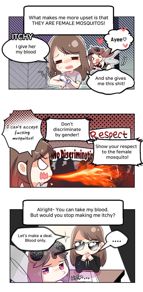 veritedebuisson's tweet photo. Daily Verite Ep .6: This F***ing Mosquito
"This" season is here.... grrrrr xD
#DailyVerite #Veritestudio #Mosquito #Cat #Donttakemyblood #Summer #Webtoon #Fun #Manga https://t.co/kbuTqBjQcx