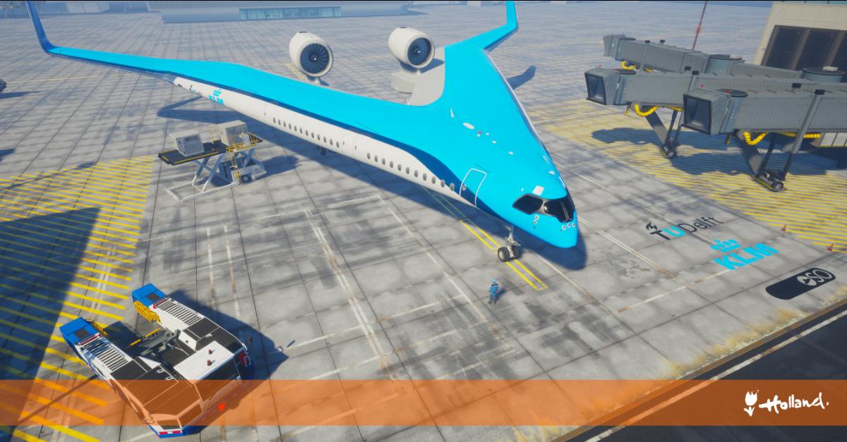 NLNetherlands's tweet photo. Netherlands university @tudelft and Royal Dutch Airlines @KLM collaborate in the creation of the 'Flying-V' #sustainable and #innovative #airplane concept. (Image: Edwin Wallet, Studio OSO) https://t.co/1SUQ5EFtsH https://t.co/MCVx67Sz0A