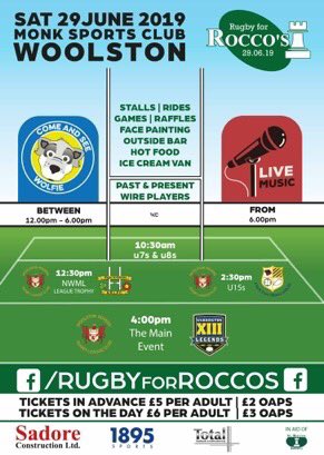 The line up is out

Gonna be an awesome rugbytastic musictastic sunshine funtastic day

But bring ya brolly just in case

<a href="/StRoccos/">St Rocco's Hospice</a> <a href="/SadoreConst/">SadoreConstruction</a> <a href="/1895Sports/">1895 Sports 👕</a> <a href="/TotalSteelFabs/">Total Steelwork</a> <a href="/gudspellin/">gudspellin</a>