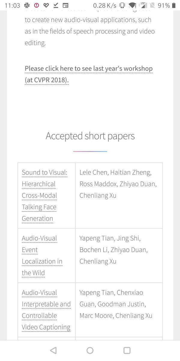 Chenliang Xu (@chenliangxu) on Twitter photo We are presenting three papers in a row in tomorrow's Sight & Sound Workshop at CVPR'19. From event localization to explainable captioning and to cross-modal synthesizing, it's going to a feast for audio-visual modeling!! We are presenting three papers in a row in tomorrow's Sight & Sound Workshop at CVPR'19. From event localization to explainable captioning and to cross-modal synthesizing, it's going to a feast for audio-visual modeling!!
