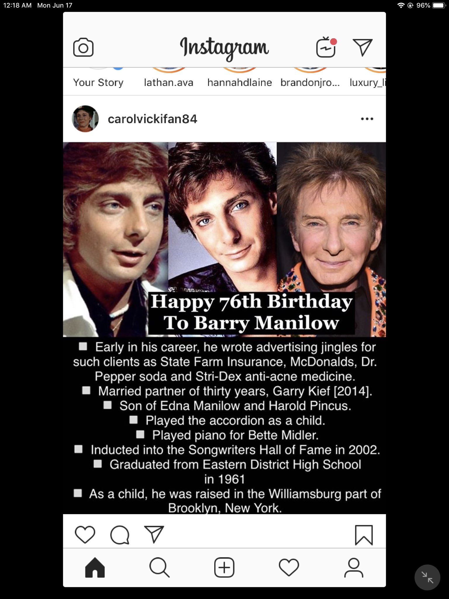 Happy Birthday! Barry Manilow!        