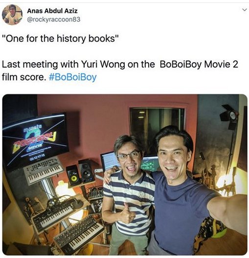 BoBoiBoy's tweet photo. Check out the words of Yuri Wong (Composer and founder of The Factory Music Studio) who worked on the score for #BoBoiBoyMovie2‼ Thank you‼👍

IN CINEMAS 8.8.19

BoBoiBoy FB
👉 https://t.co/imuB3mc1wz

Yuri Wong
👉 https://t.co/vUSKdRHVc3

#BoBoiBoy #BBBM2 #Monsta10Years https://t.co/9zp0H57dqM