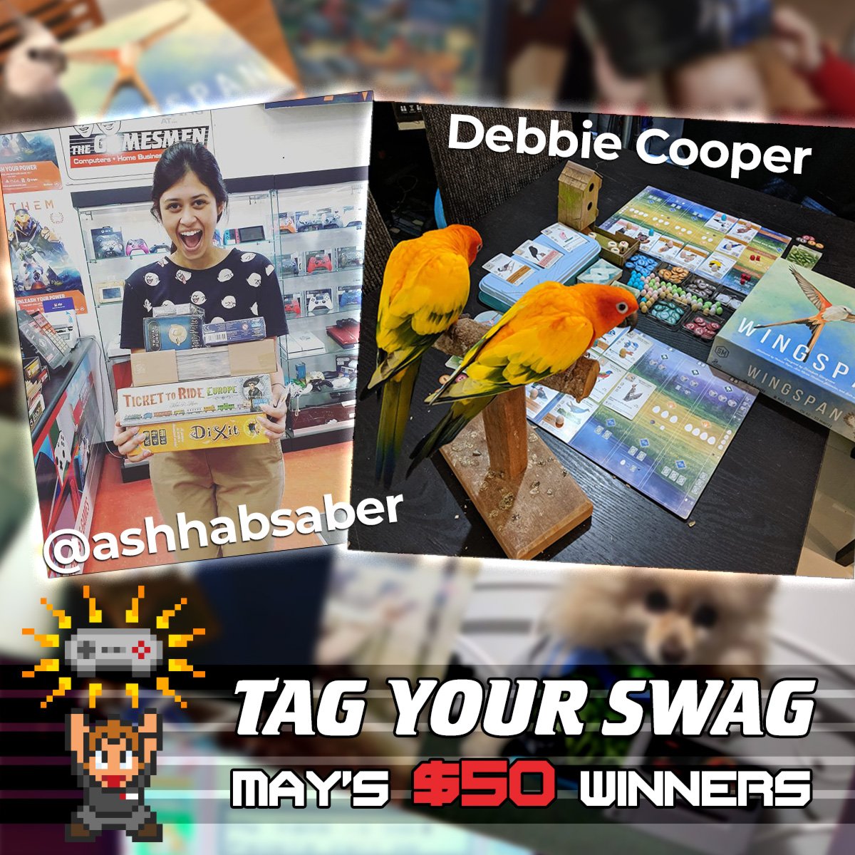 TheGamesmenAU's tweet photo. 🌟 Tag Your Swag - May 🌟
Congratulations to our May winners: ashhabsaber on Instagram and Debbie Cooper on Facebook! please DM us to receive your prizes!
Don't forget to upload your latest purchase to social media and tag #Gamesmen and #TagYourSwag to be in the running 😁 https://t.co/1tU2gvTIT2