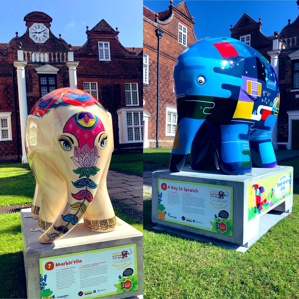 We’re all delighted to welcome both ‘Marble’ella’ and ‘Day out in Ipswich’ to Christchurch Mansion, just 2 of the 55 large Elmers to find in and around Ipswich this Summer <a href="/ElmerSuffolk19/">Elmer's Big Parade Suffolk</a> and many more Young Elmers to find <a href="/IpswichMuseums/">Ipswich Museums</a> #elmersuffolk19 #ElmersBigParadeSuffolk