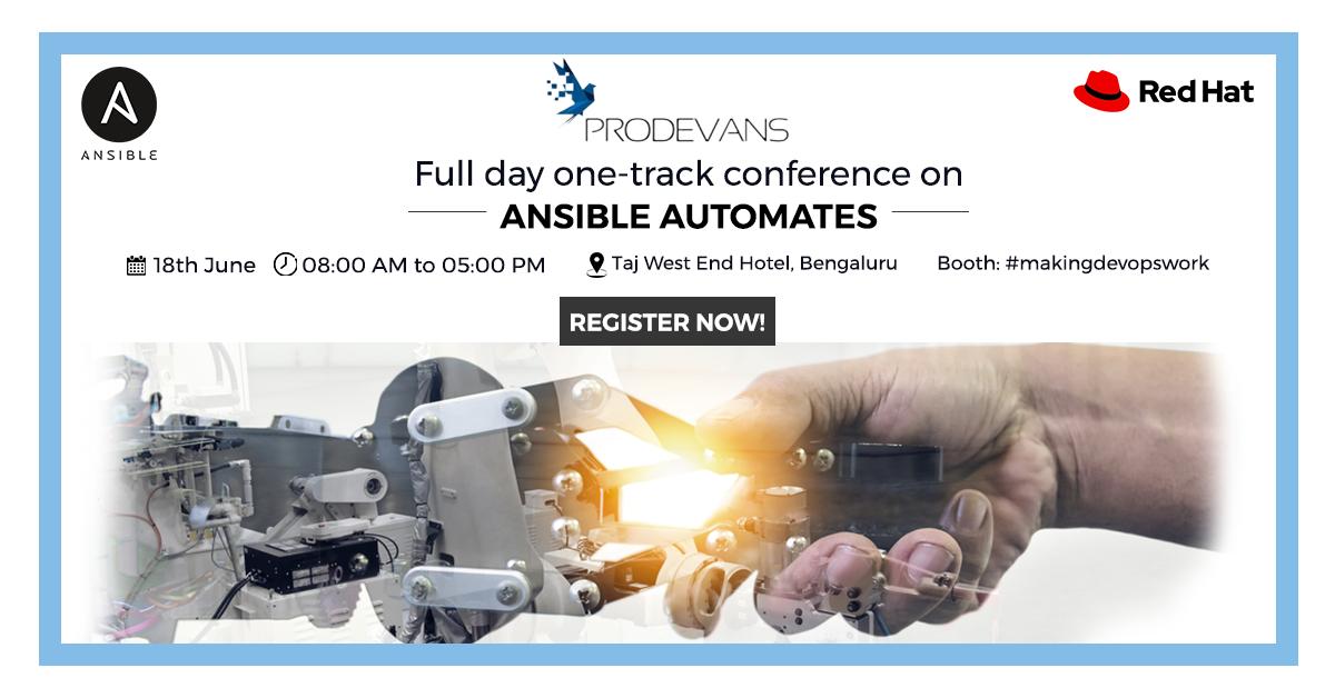 TechProdevans's tweet photo. Want to learn about all things Ansible + Automation? Hear from top #AnsibleAutomates experts & industry thought leaders.
Meet our Expert Team & discuss the trends in IT Automation at Booth: #makingdevopswork
Register Now: https://t.co/ALP2bU3t2K
#Prodevans #Automation #RedHat https://t.co/sPL0JGGdOM